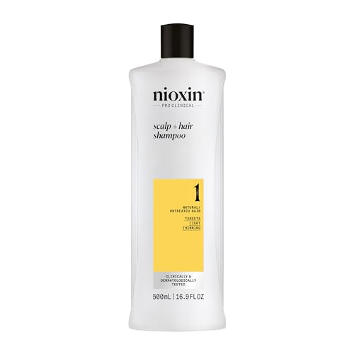 Nioxin Scalp + Hair Thickening System 1 Shampoo, For Natural Hair with Light Thinning, 16.9 fl oz (Packaging May Vary)